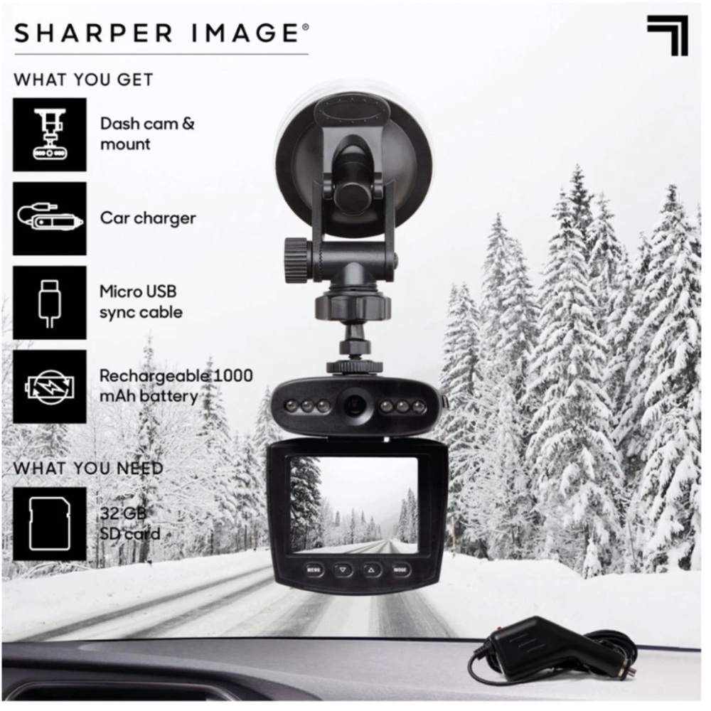 Sharper Image Gray and Black On-Dash Camera